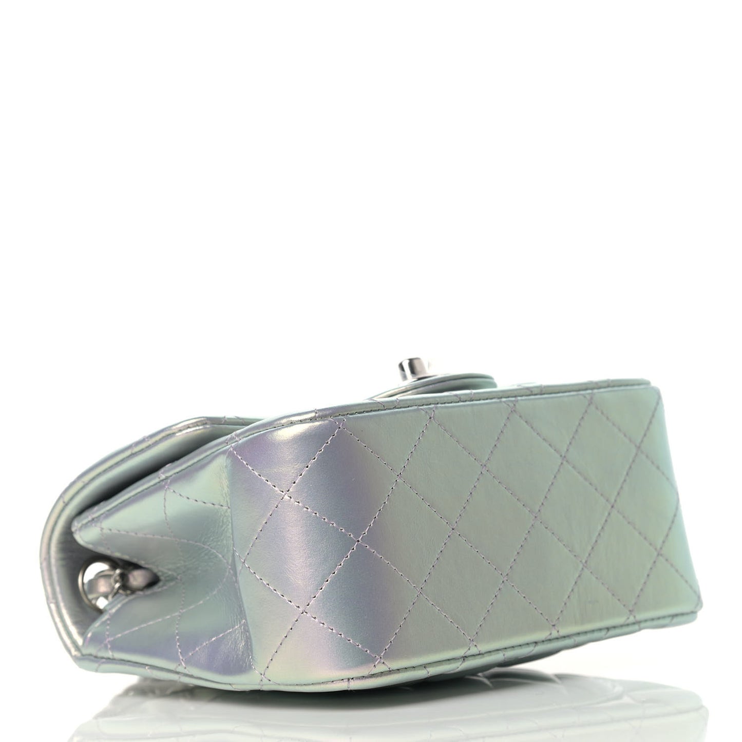 Iridescent Lambskin Quilted Mini Square Flap Light Purple