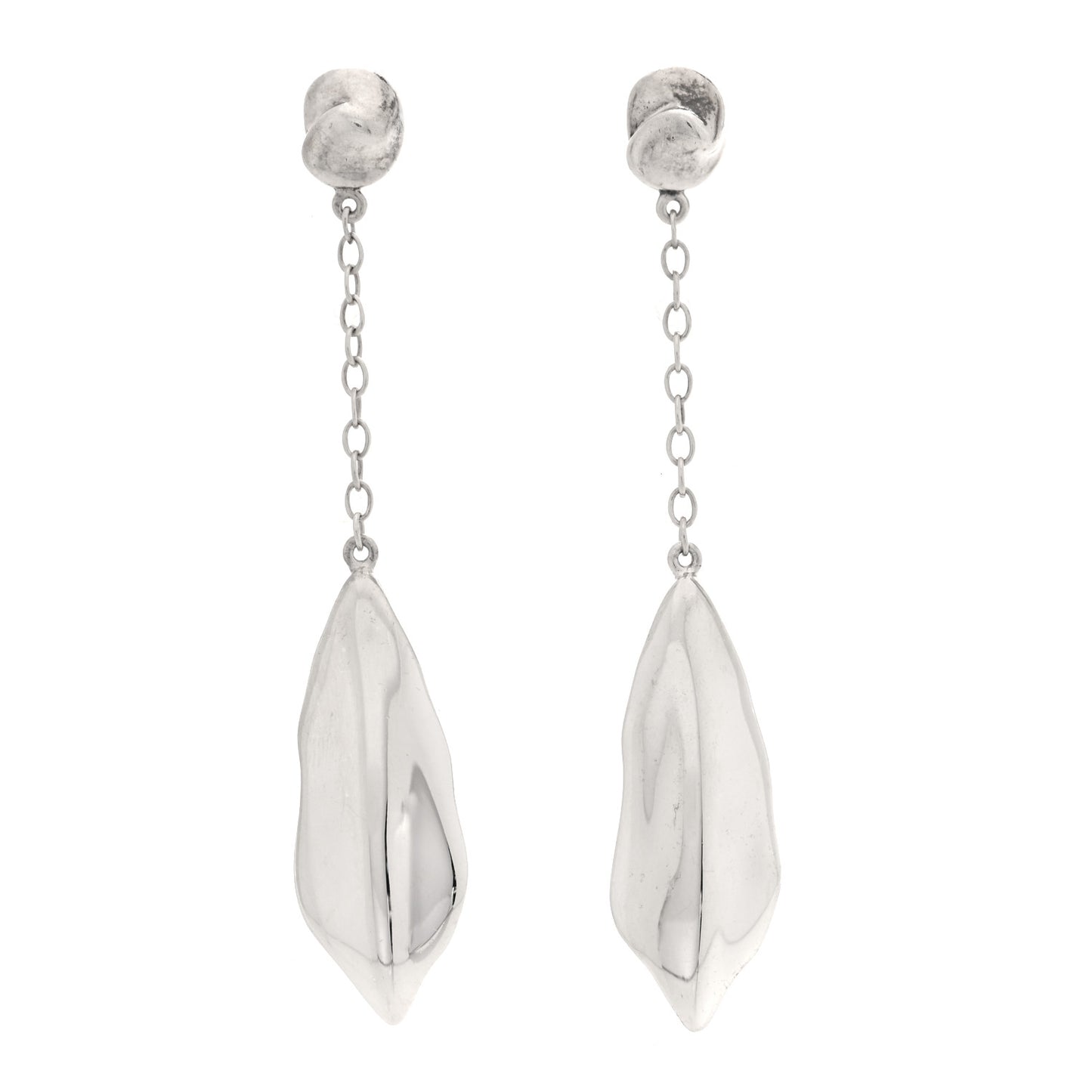 Sterling Silver Elsa Peretti Nature Leaf Drop Earrings
