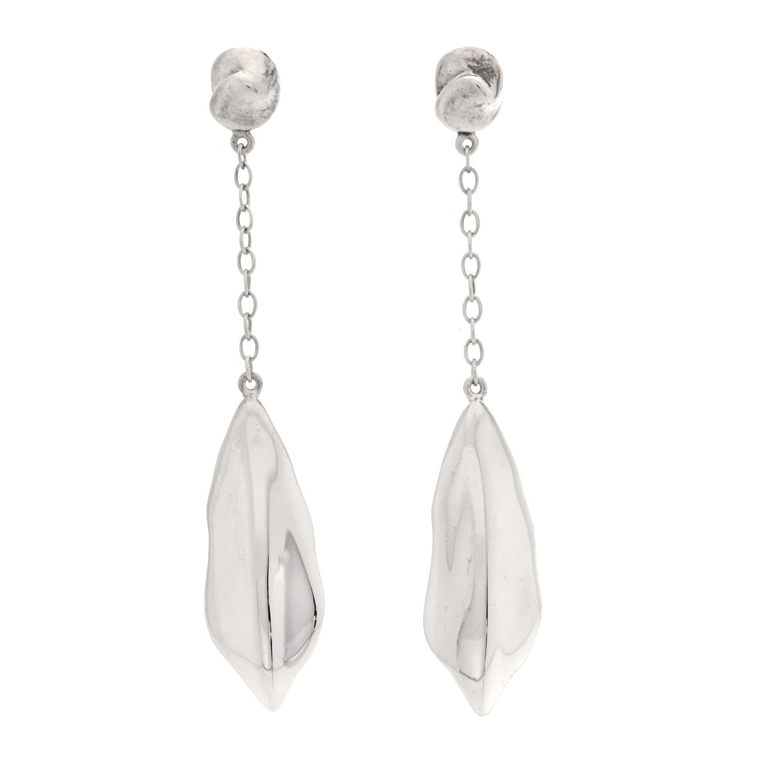 Tiffany Sterling Silver Elsa Peretti Nature Leaf Drop Earrings 1 of 4