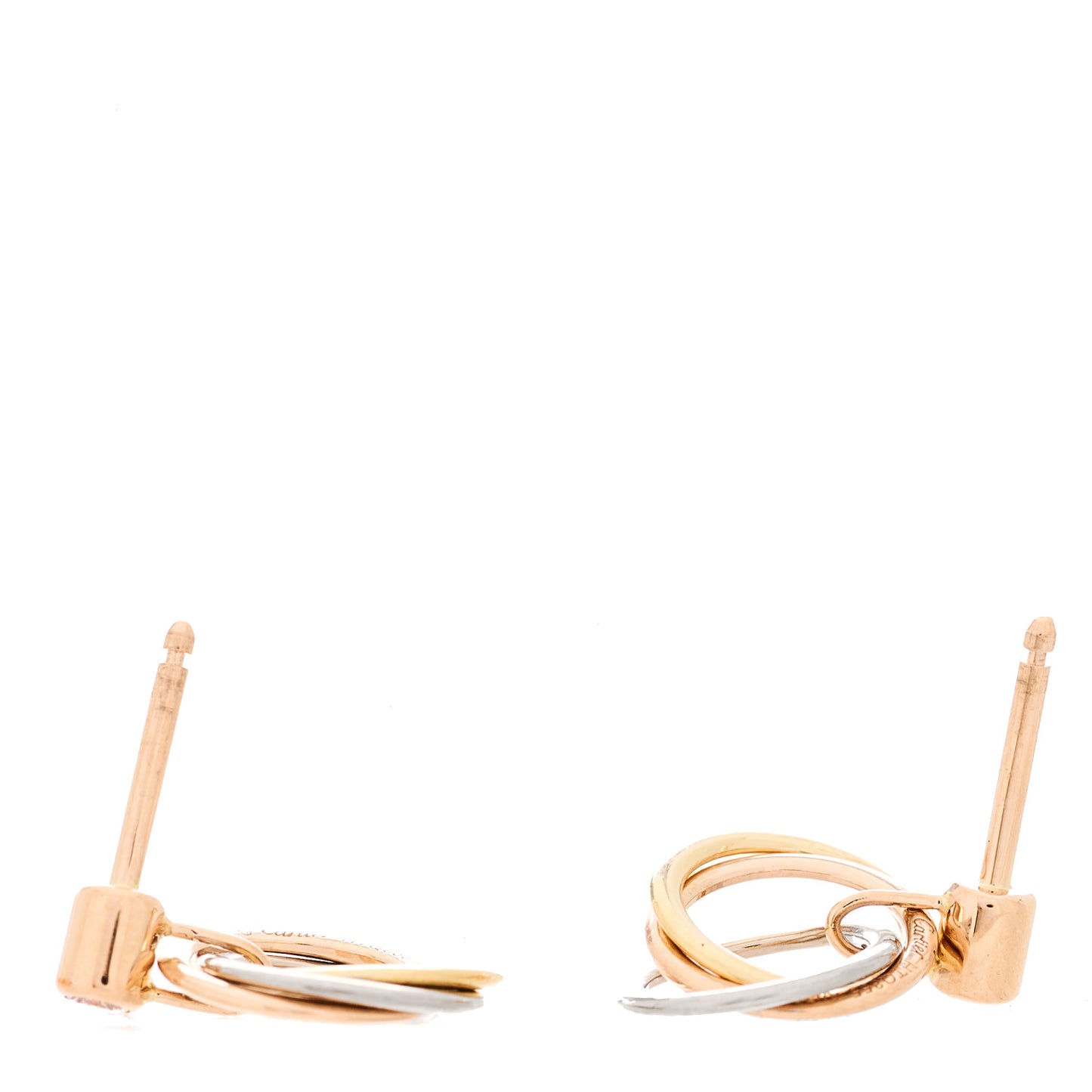 18K Pink Yellow White Gold Diamond Trinity Drop Earrings
