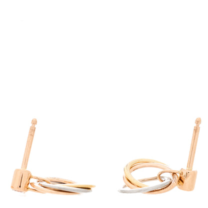 Cartier 18K Pink Yellow White Gold Diamond Trinity Drop Earrings 3 of 4