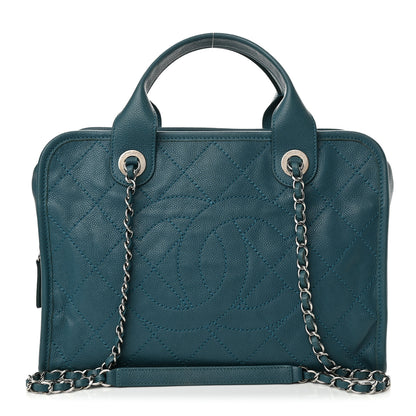 Chanel Caviar Quilted Deauville Bowling Bag Blue 1 of 13