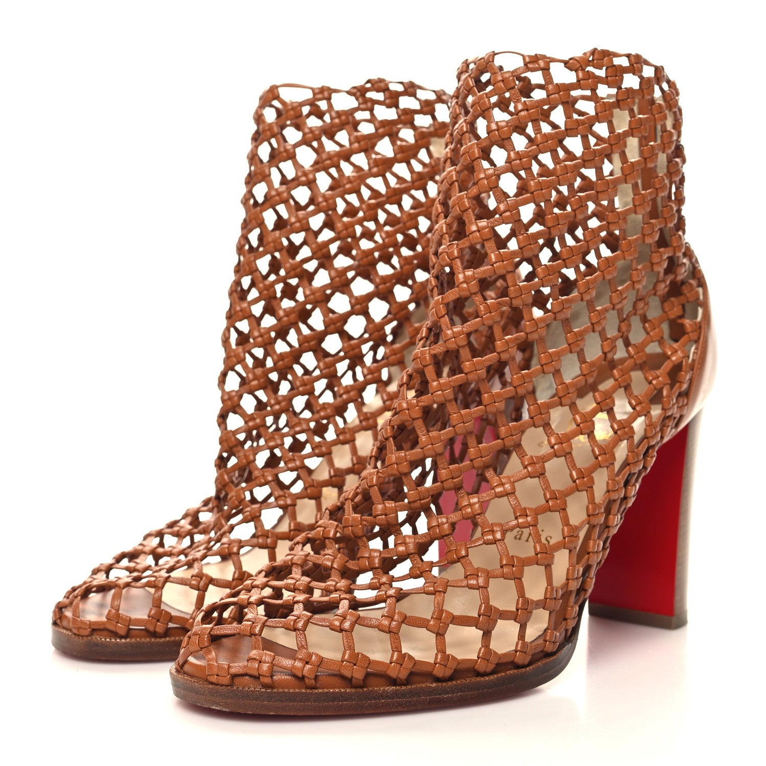 Christian Louboutin Nappa Caged Porligat Booties 39 Brown 3 of 9