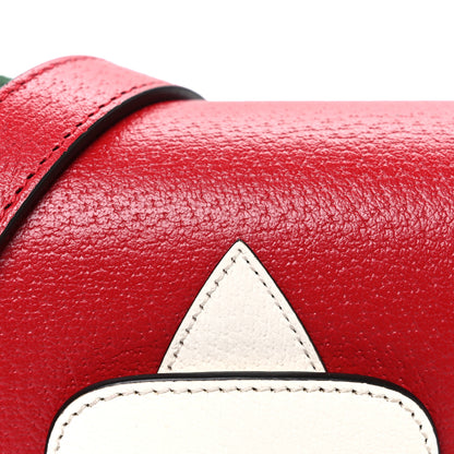 Gucci X ADIDAS Textured Dollar Calfskin Web Trefoil Mini Horsebit 1955 Shoulder Bag Hibiscus Red Off White 7 of 9