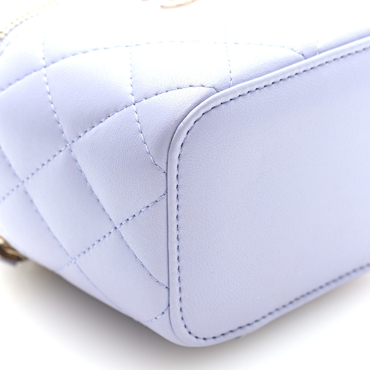 Chanel Lambskin Quilted Top Handle Mini Vanity Case With Chain Light Purple 9 of 11