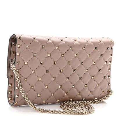 Valentino Garavani Nappa Rockstud Spike Wallet On Chain Poudre 3 of 9