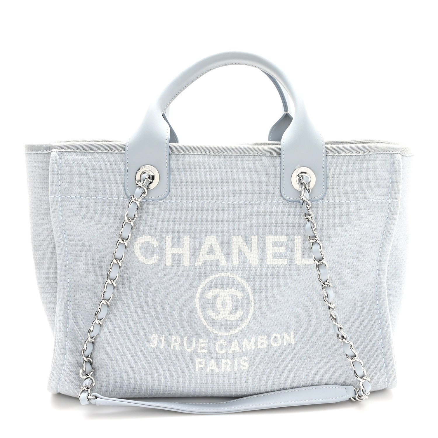 Chanel Mixed Fibers Small Deauville Tote Light Blue 1 of 11