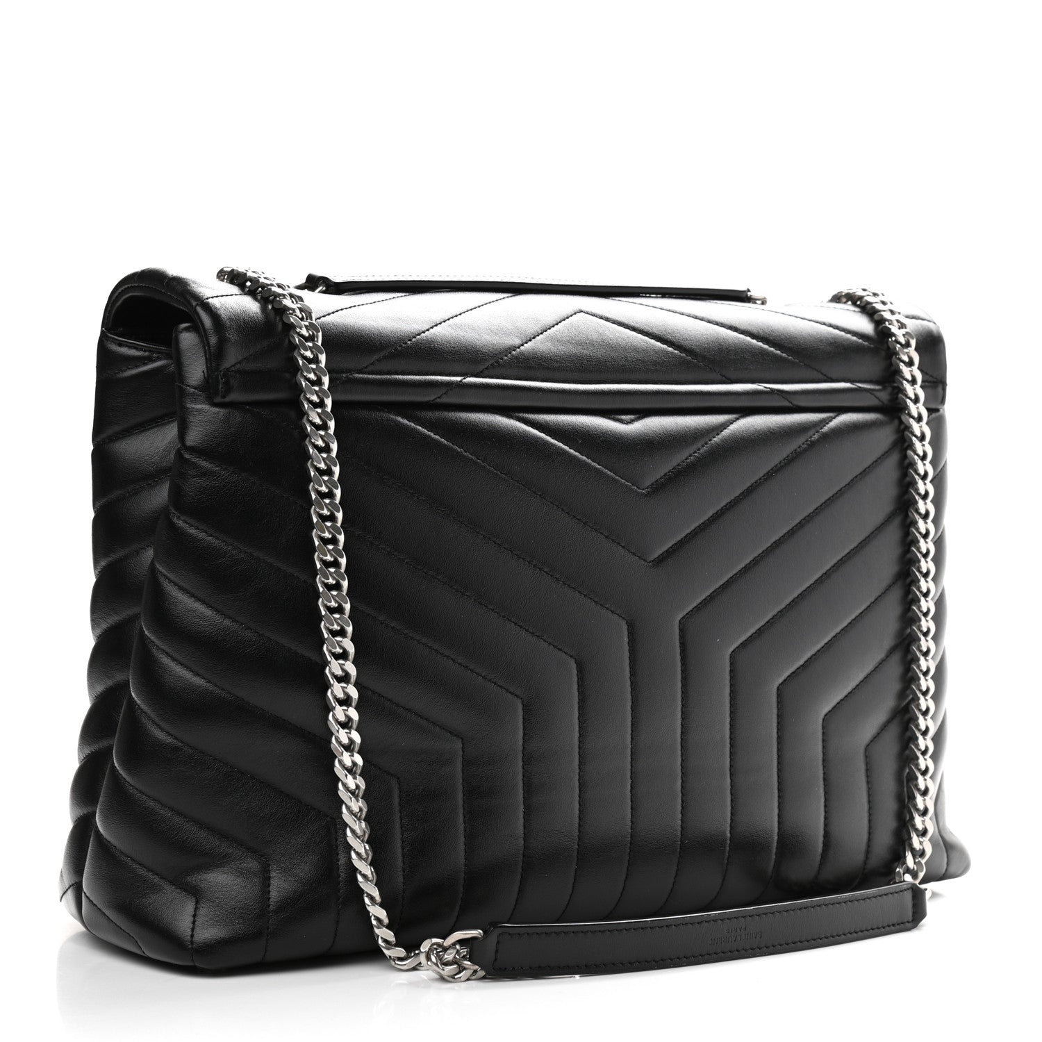 Saint Laurent Calfskin Y Quilted Monogram Large Loulou Chain Satchel Black 3 of 16