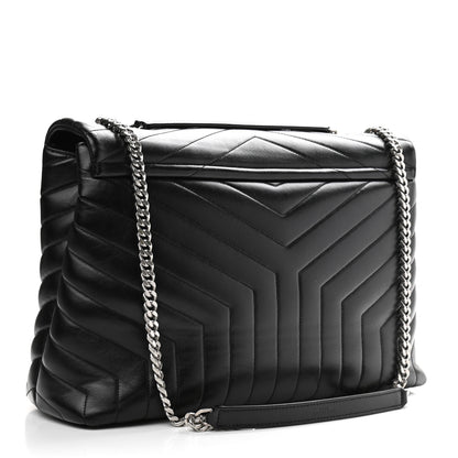 Saint Laurent Calfskin Y Quilted Monogram Large Loulou Chain Satchel Black 3 of 16