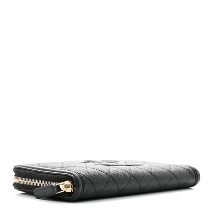 Chanel Caviar Quilted Filigree Zip Around Wallet Black 4 of 8