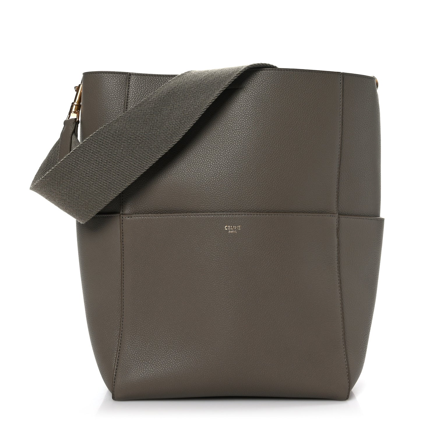 Soft Grained Calfskin Sangle Bucket Bag Taupe