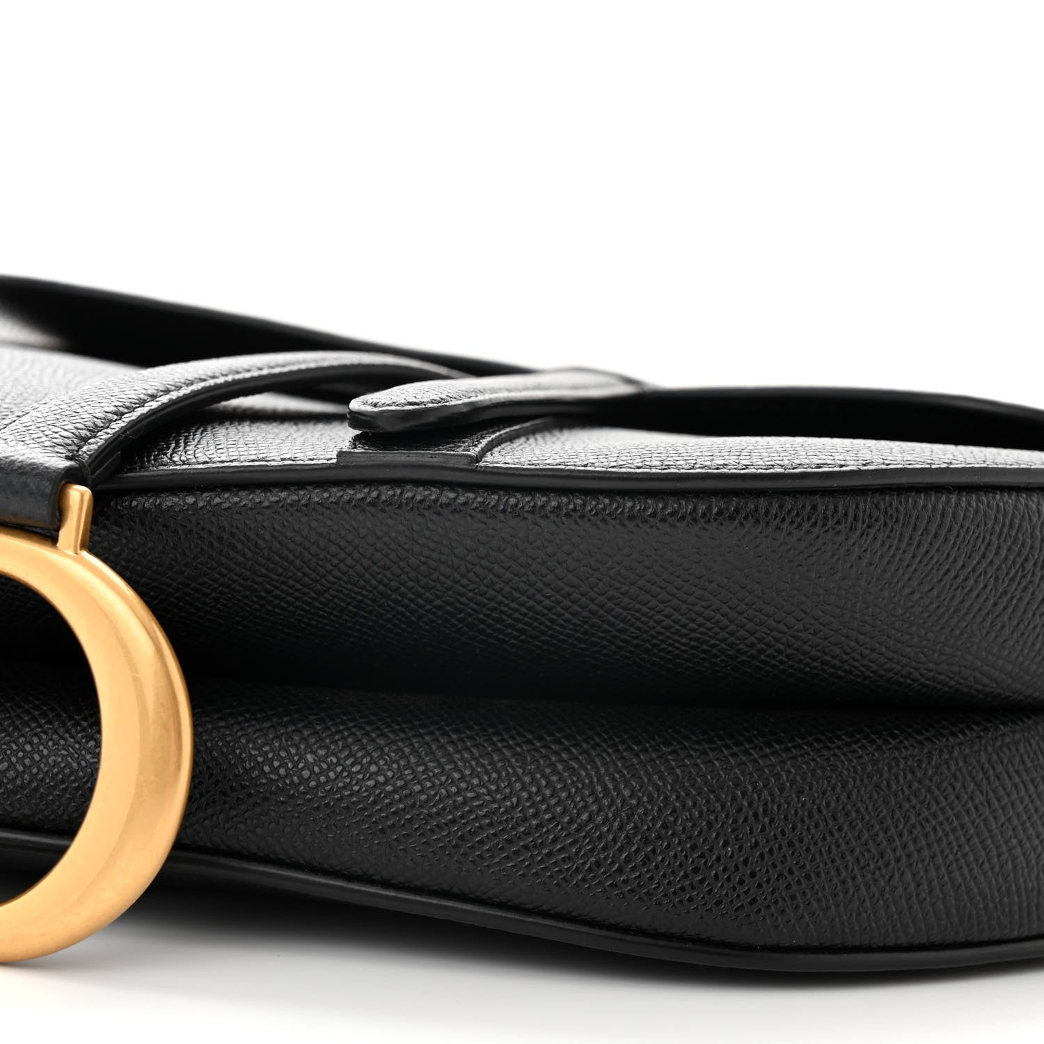 Christian Dior Grained Calfskin Saddle Bag With Strap Black 10 of 12