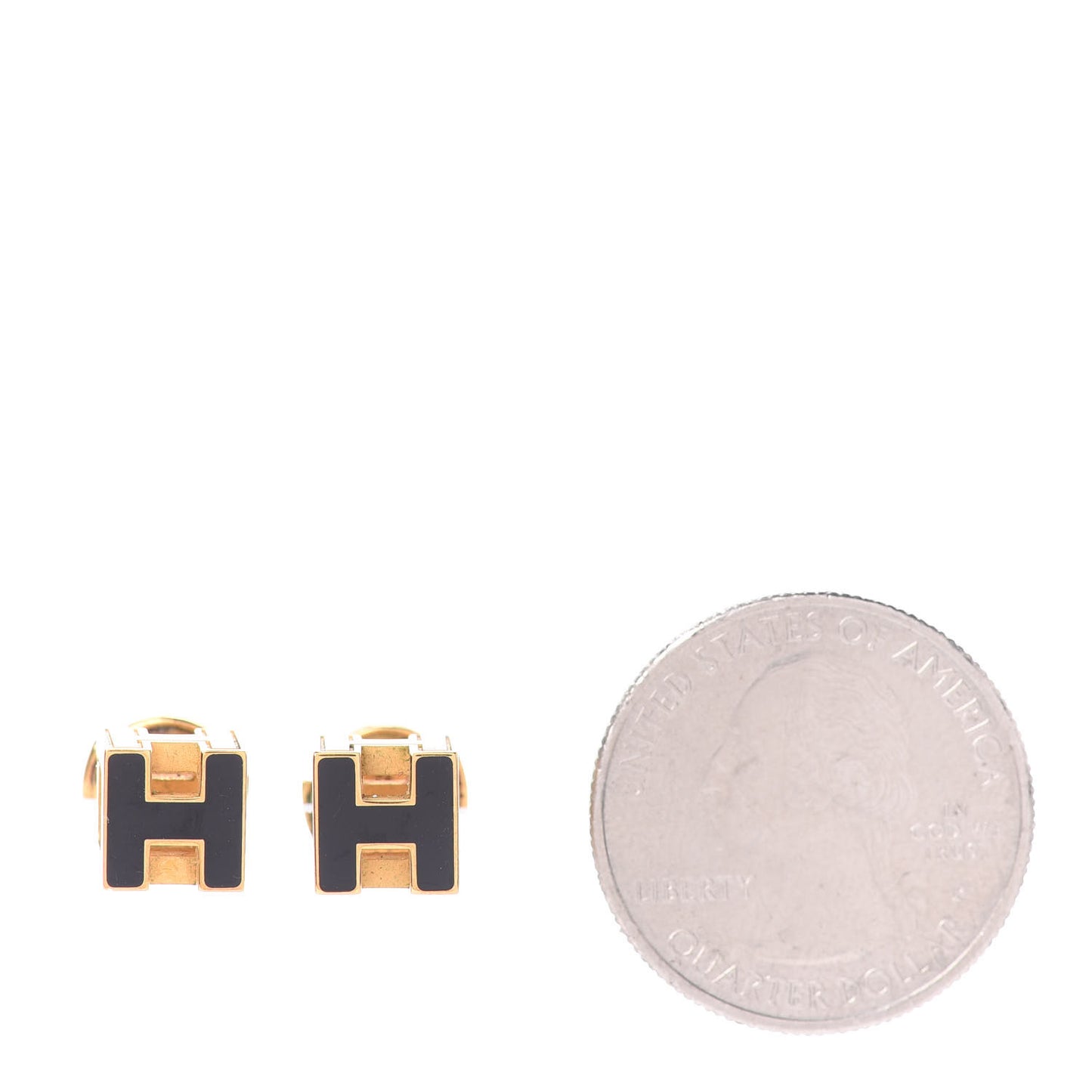 Gold Lacquered Cage d'H Earrings Black