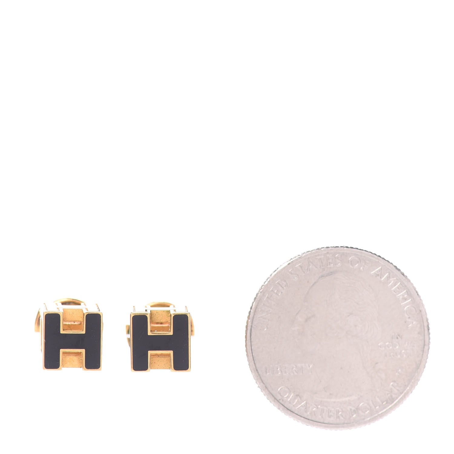 Hermes Gold Lacquered Cage d'H Earrings Black 2 of 4