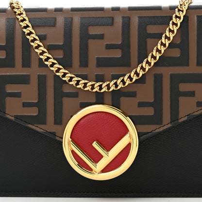 Fendi Vitello Cruise F is Fendi Bi-Color FF 1974 Embossed Medium Envelope Wallet On Chain Black Maya 7 of 9