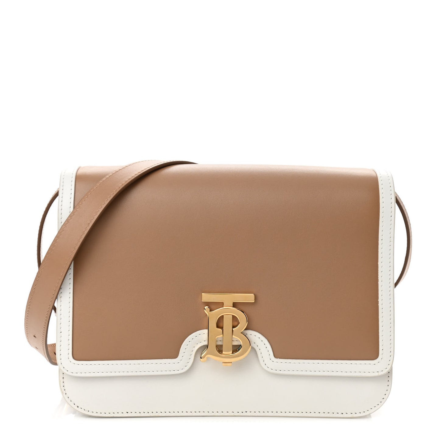 Calfskin Small TB Envelope Clutch Bag Chalk White Camel