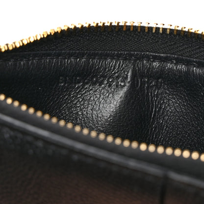 Saint Laurent Grain De Poudre Matelasse Chevron Monogram Fragments Zippered Card Case Black 7 of 8