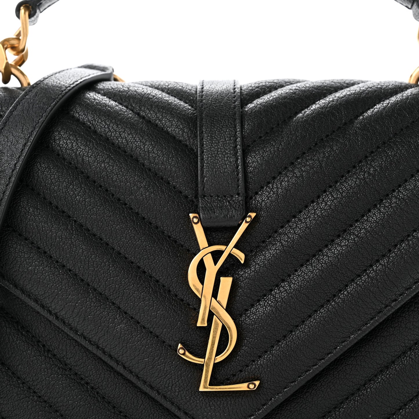 Sheepskin Matelasse Chevron Monogram Medium College Bag Black
