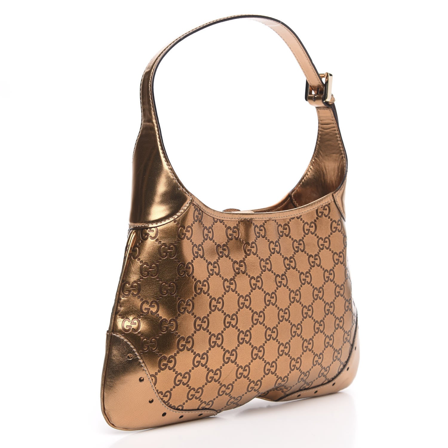 Gucci Metallic Guccissima Punch Hobo Bronze 3 of 13