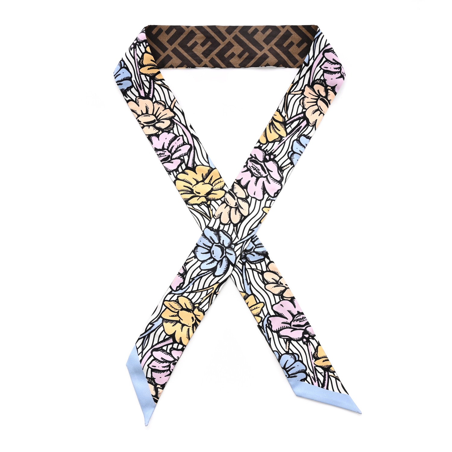 Fendi X JOSHUA VIDES Silk FF Floral Wrappy Scarf Multicolor 1 of 4