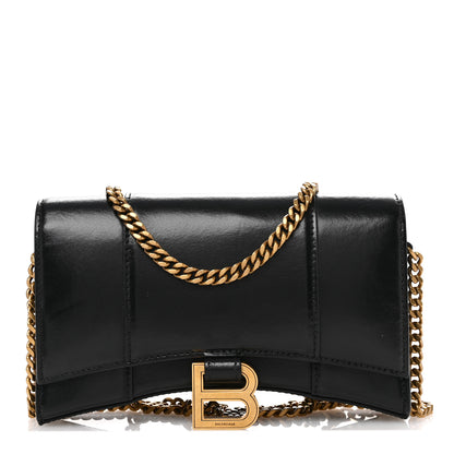 Balenciaga Shiny Box Calfskin Hourglass Chain Bag Black 1 of 9