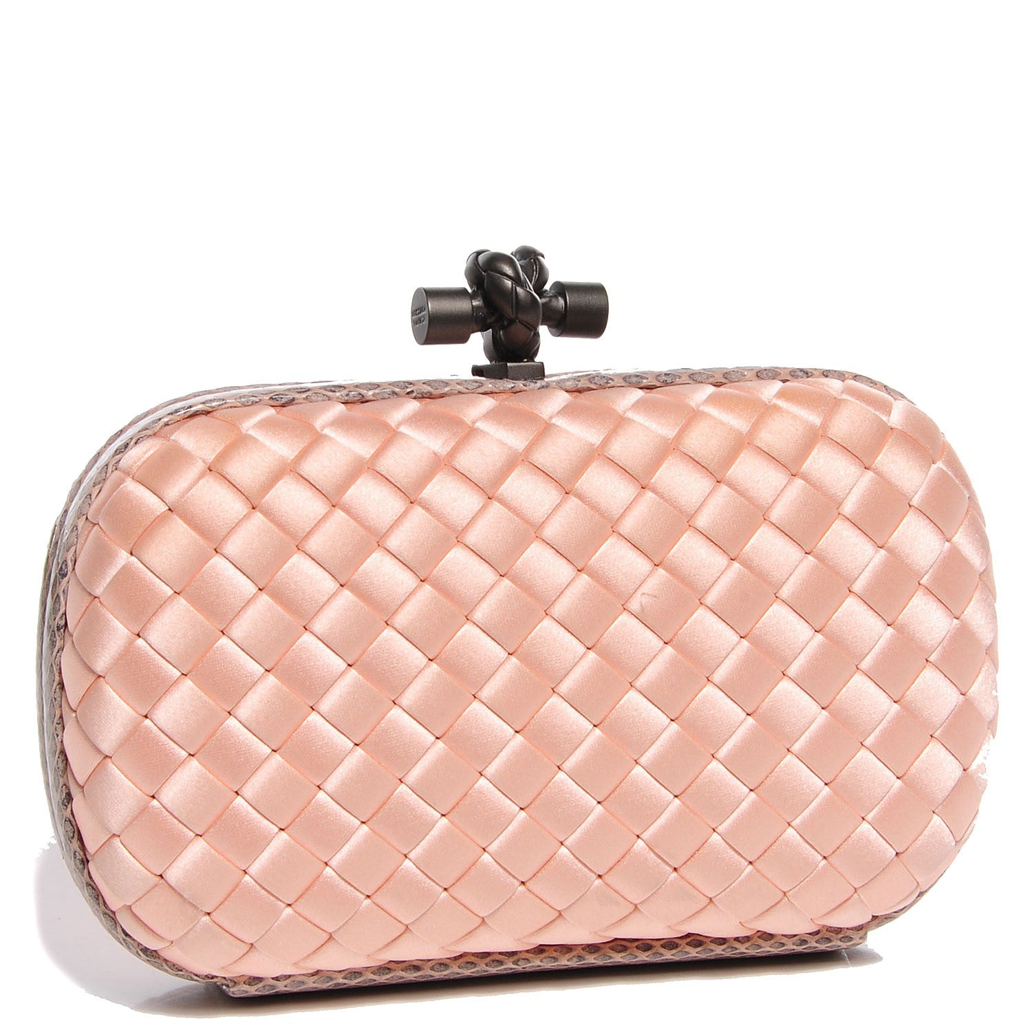 Bottega Veneta Satin Intreccio Impero Ayers Knot Clutch Flamingo 3 of 6