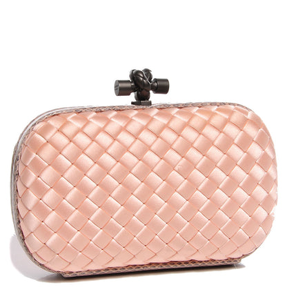 Bottega Veneta Satin Intreccio Impero Ayers Knot Clutch Flamingo 3 of 6