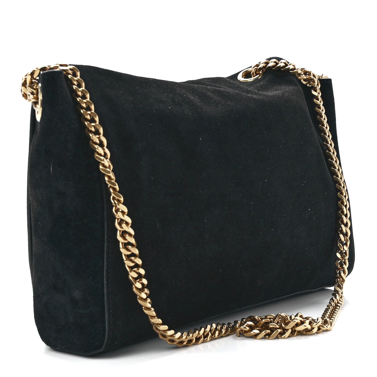 Smooth Calfskin Suede Medium Reversible Monogram Kate Satchel Black