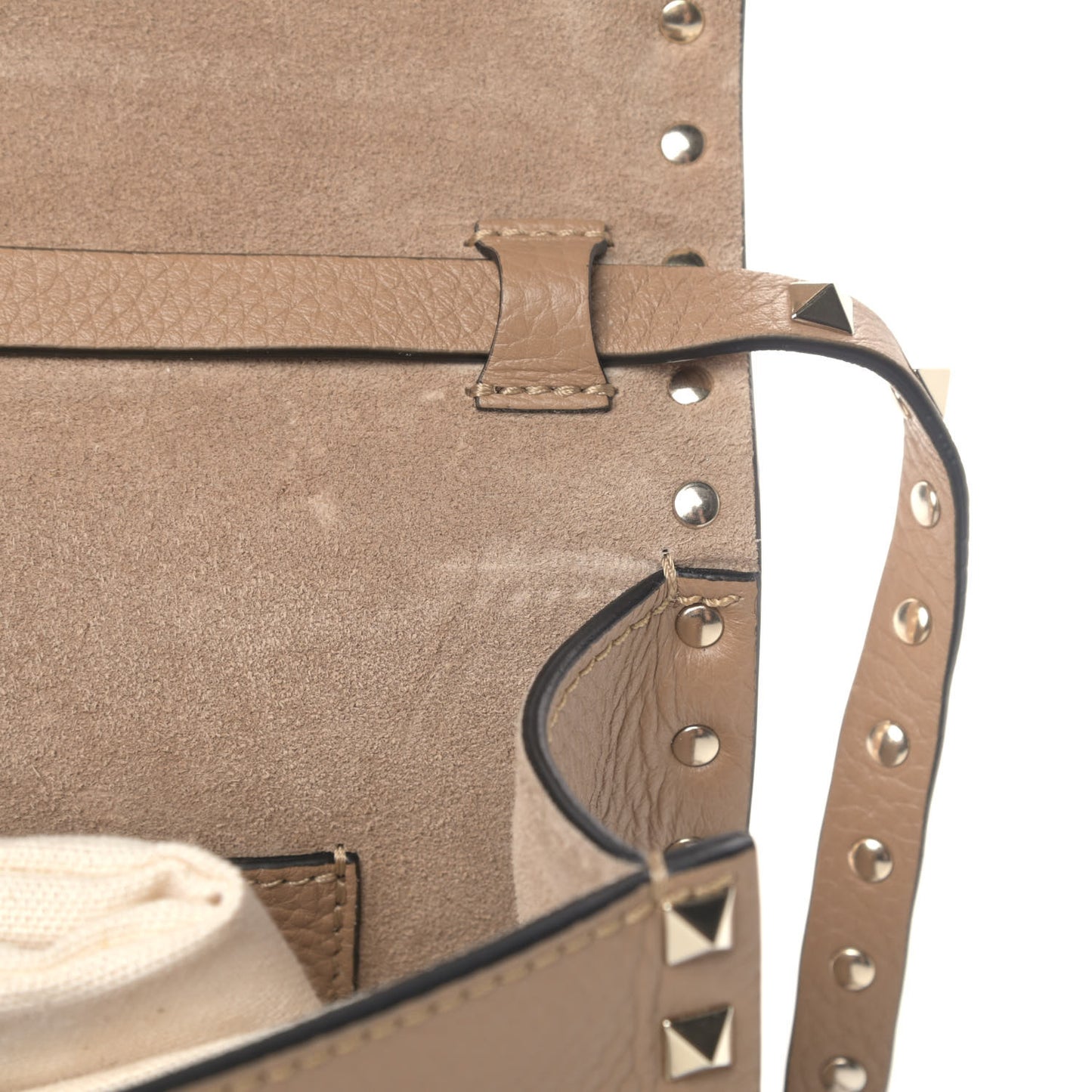 Pebbled Calfskin Medium Rockstud Flip Lock Crossbody Bag Deep Alpaca