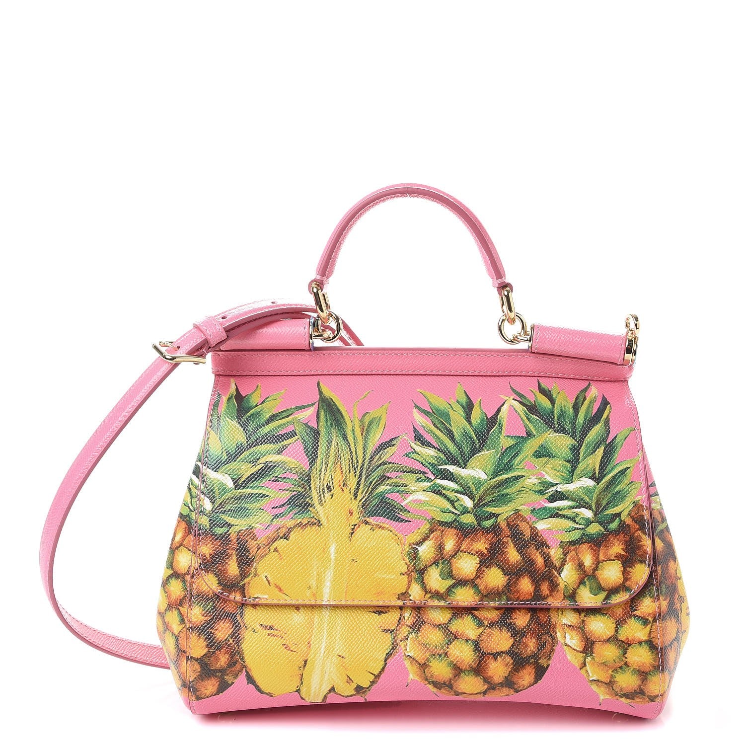 Dolce & Gabbana Dauphine Pineapple Print Medium Miss Sicily Satchel Rosa 1 of 9