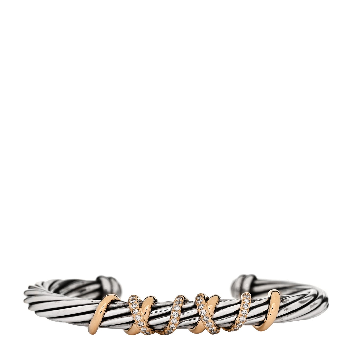 Sterling Silver 18K Yellow Gold Diamond 6mm Helena Station Bracelet