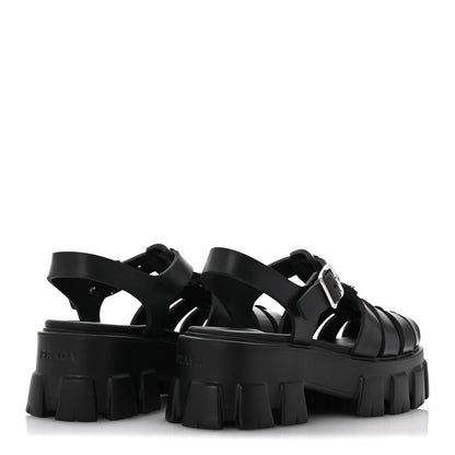 Prada Foam Rubber Triangle Logo Monolith 55mm Cage Sandals 36 Black 5 of 9