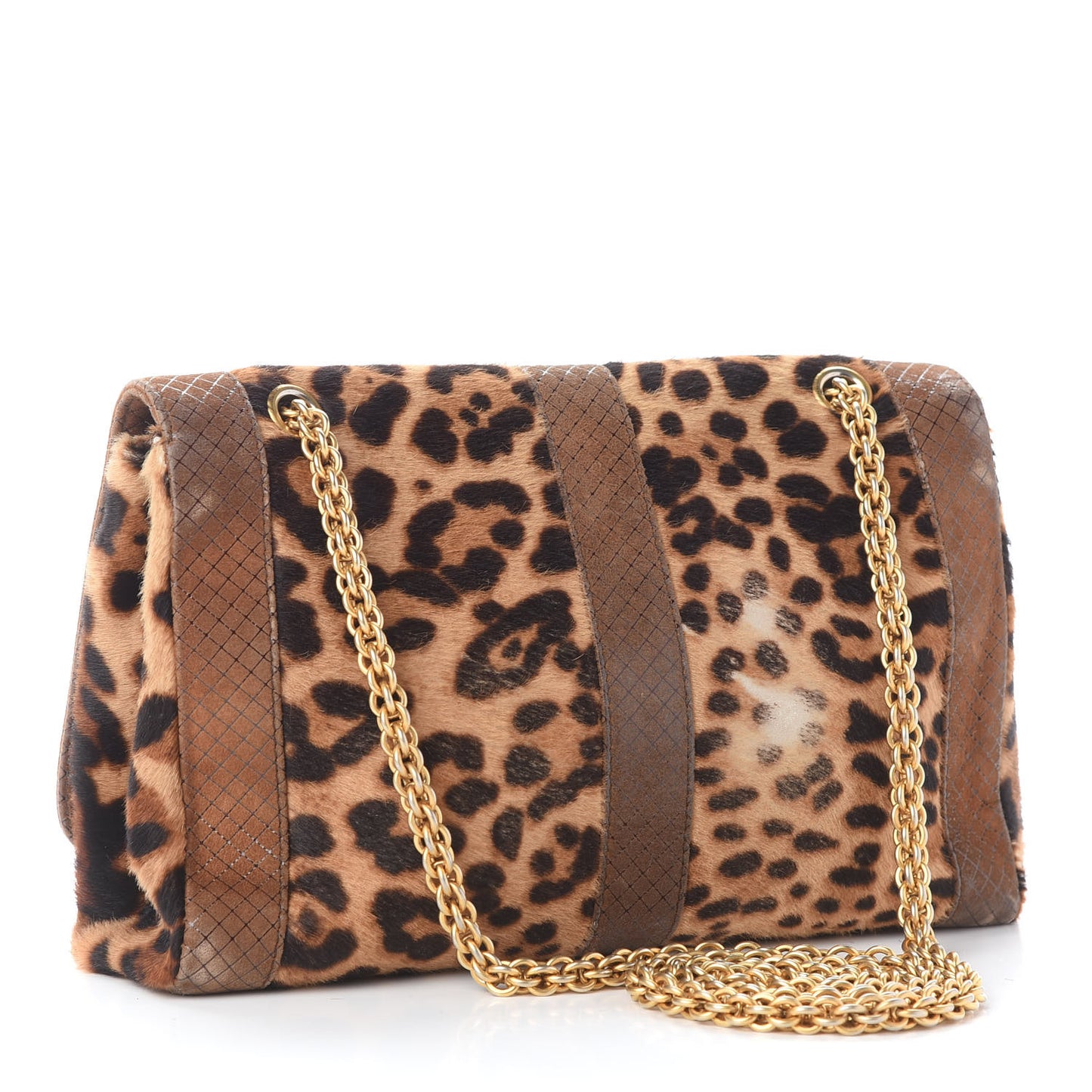 Pony Hair Leopard Print Sweet Charity Shoulder Bag Brown