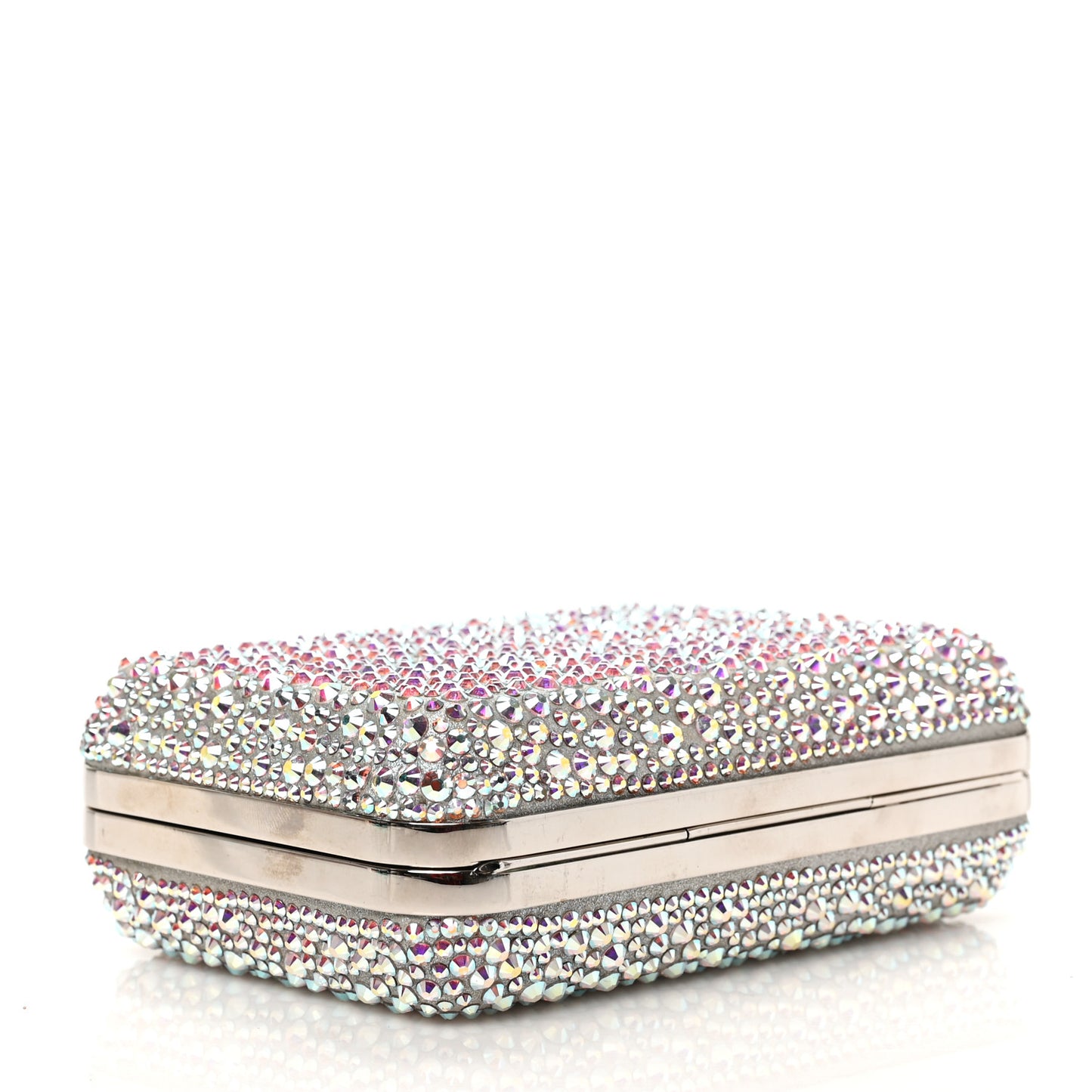 Crystal Strass Fiocco Box Clutch Silver