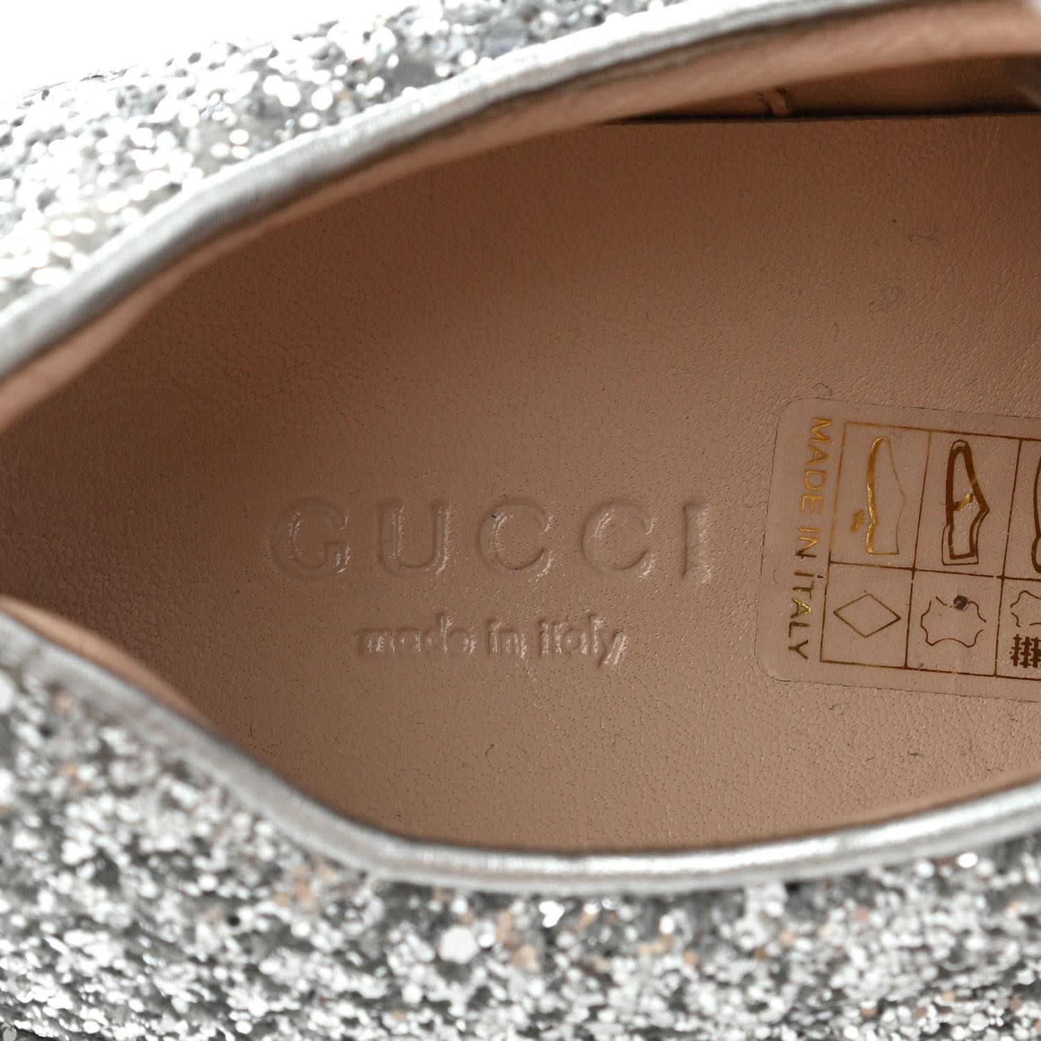 Gucci Glitter Peggy Platform Sneakers 39 Silver 7 of 10