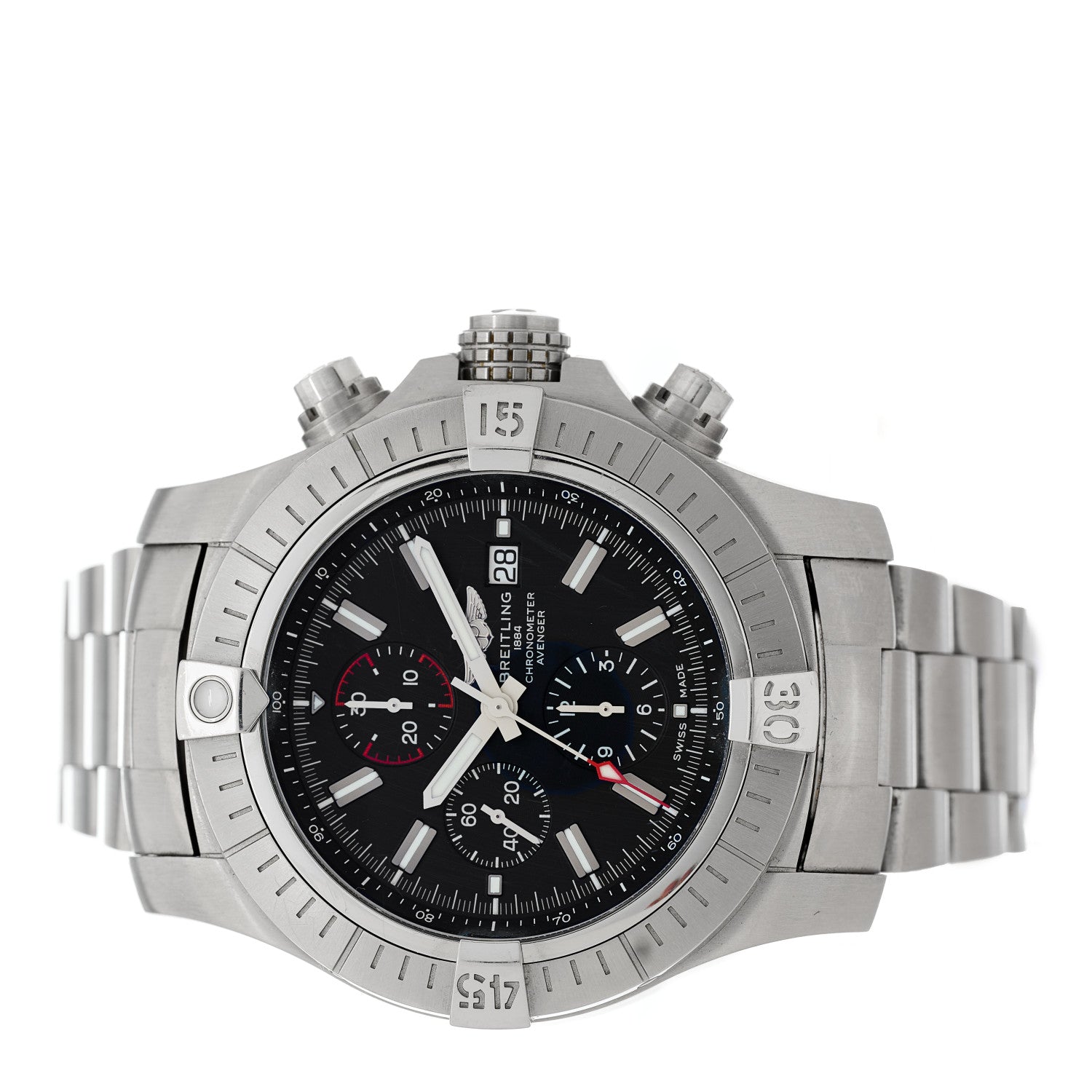Breitling Stainless Steel 48mm Super Avenger Chronograph Automatic Watch Black A13375 2 of 4