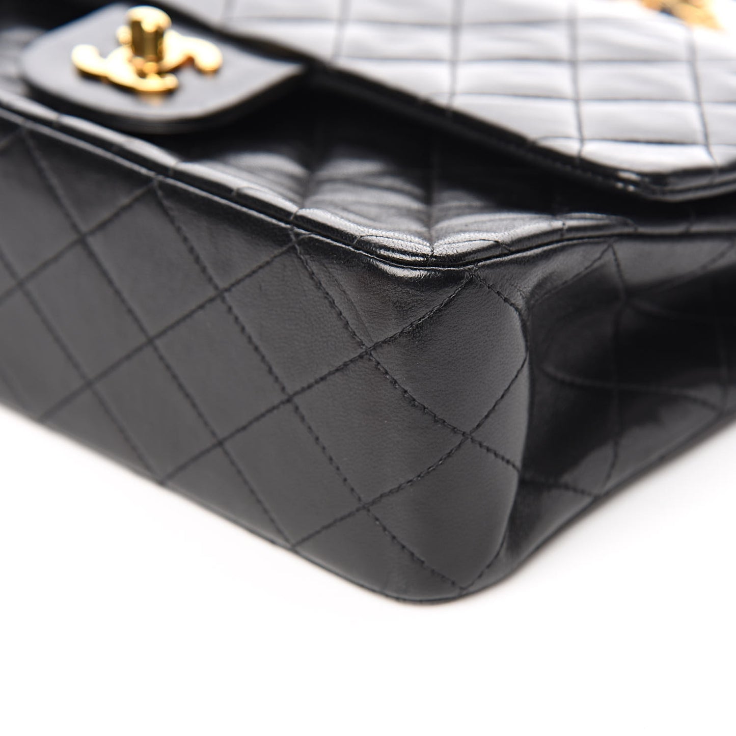 Lambskin Quilted Medium Double Flap Black