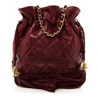 Chanel Lambskin Quilted Tassel Drawstring Pouch Red 1 of 13