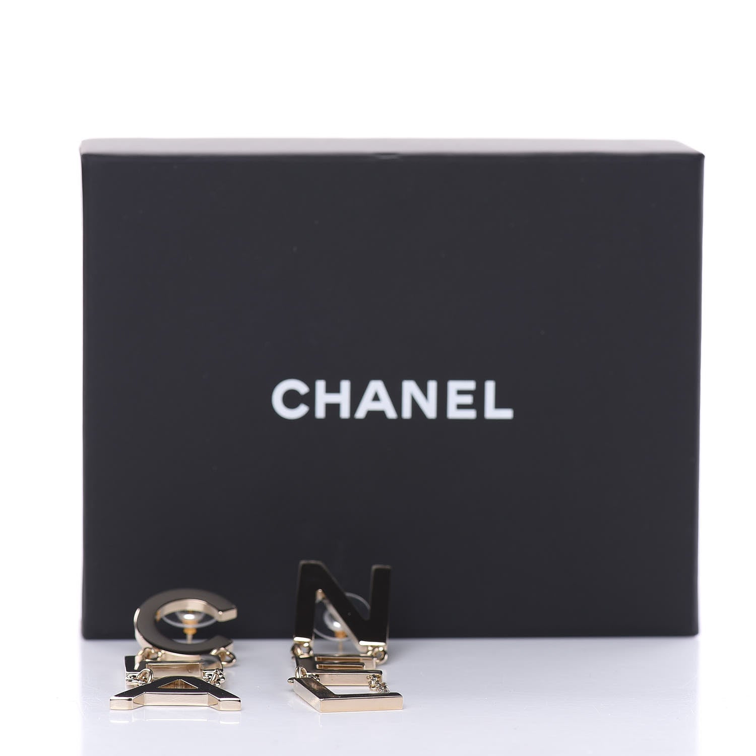 Chanel Metal Cha-Nel Logo Drop Earrings Gold 5 of 5