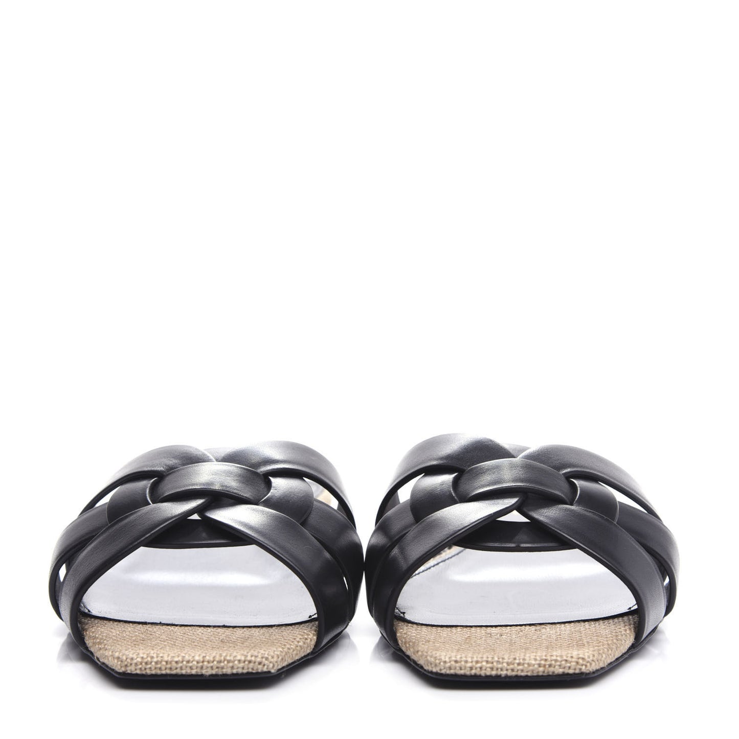 Calfskin Rope Tribute 05 Slide Sandals 38 Black