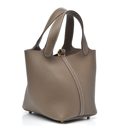 Hermes Taurillon Clemence Picotin Lock 18 PM Etoupe 3 of 9