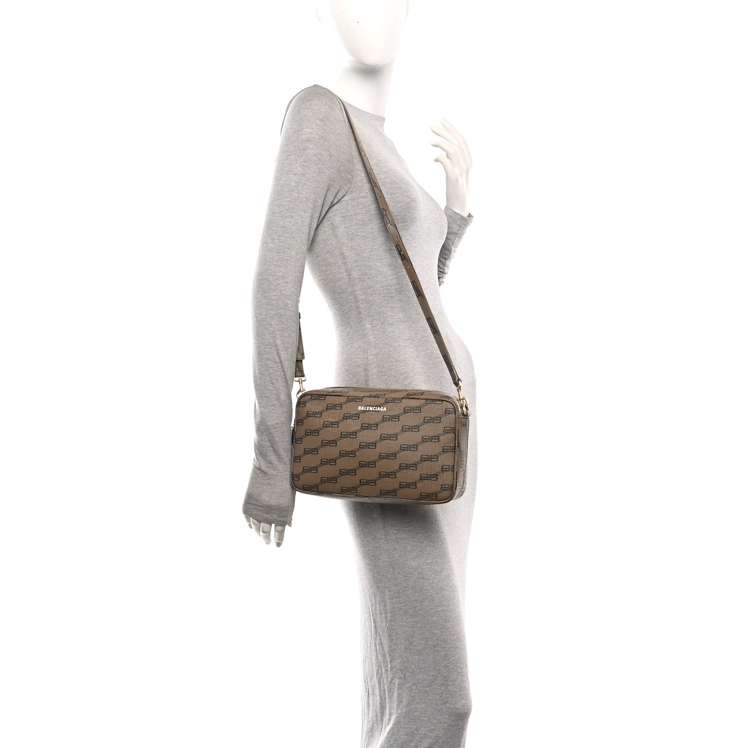 Balenciaga Coated Canvas BB Monogram Medium Signature Camera Bag Beige Brown 2 of 11