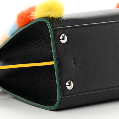 Fendi Vitello Dolce Mink Fur Pom Pom Mini 3jours Tote Black Multicolor 9 of 15