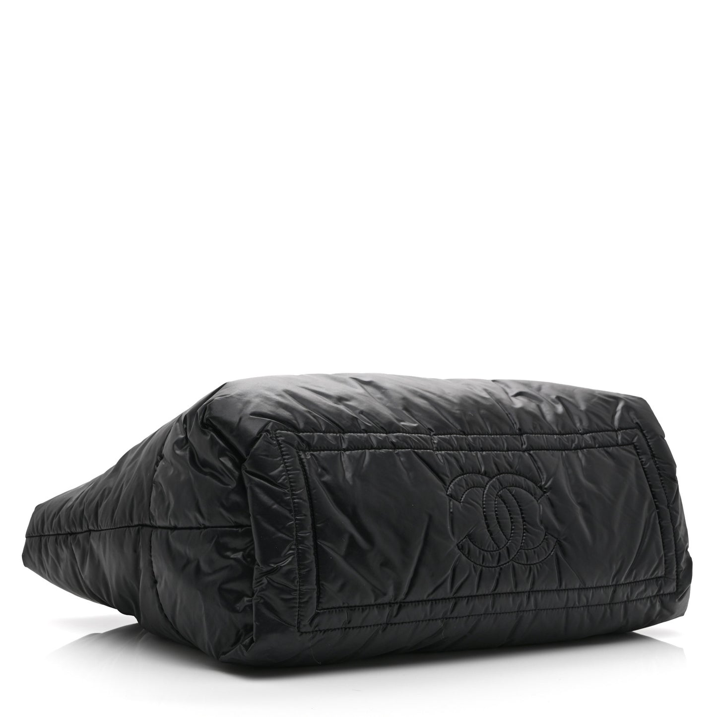 Nylon Quilted Large Coco Cocoon Reversible Tote Black