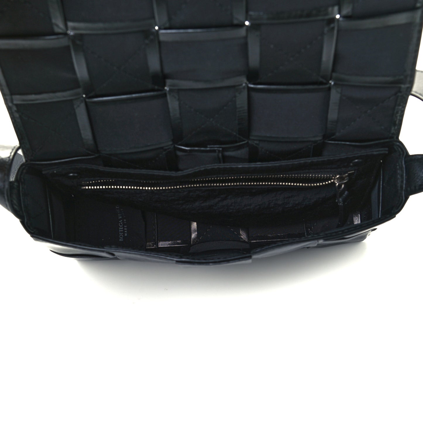 Paper Calfskin Maxi Intreccio Cassette Crossbody Bag Black