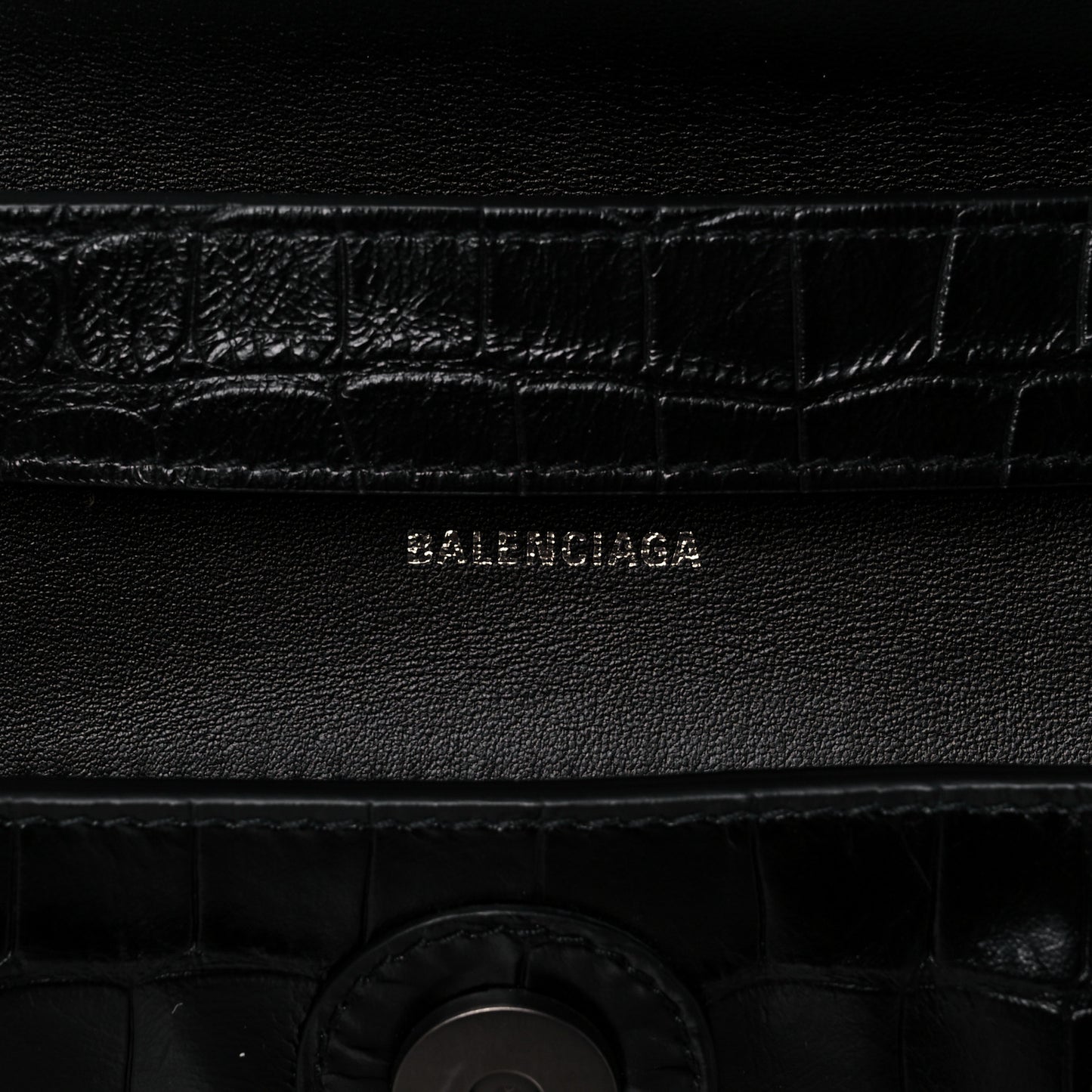 Extra Supple Calfskin Crocodile Embossed Monochrome XS Downtown Shoulder Bag Black