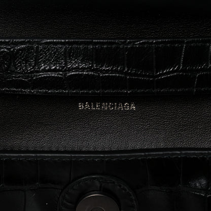 Balenciaga Extra Supple Calfskin Crocodile Embossed Monochrome XS Downtown Shoulder Bag Black 9 of 12