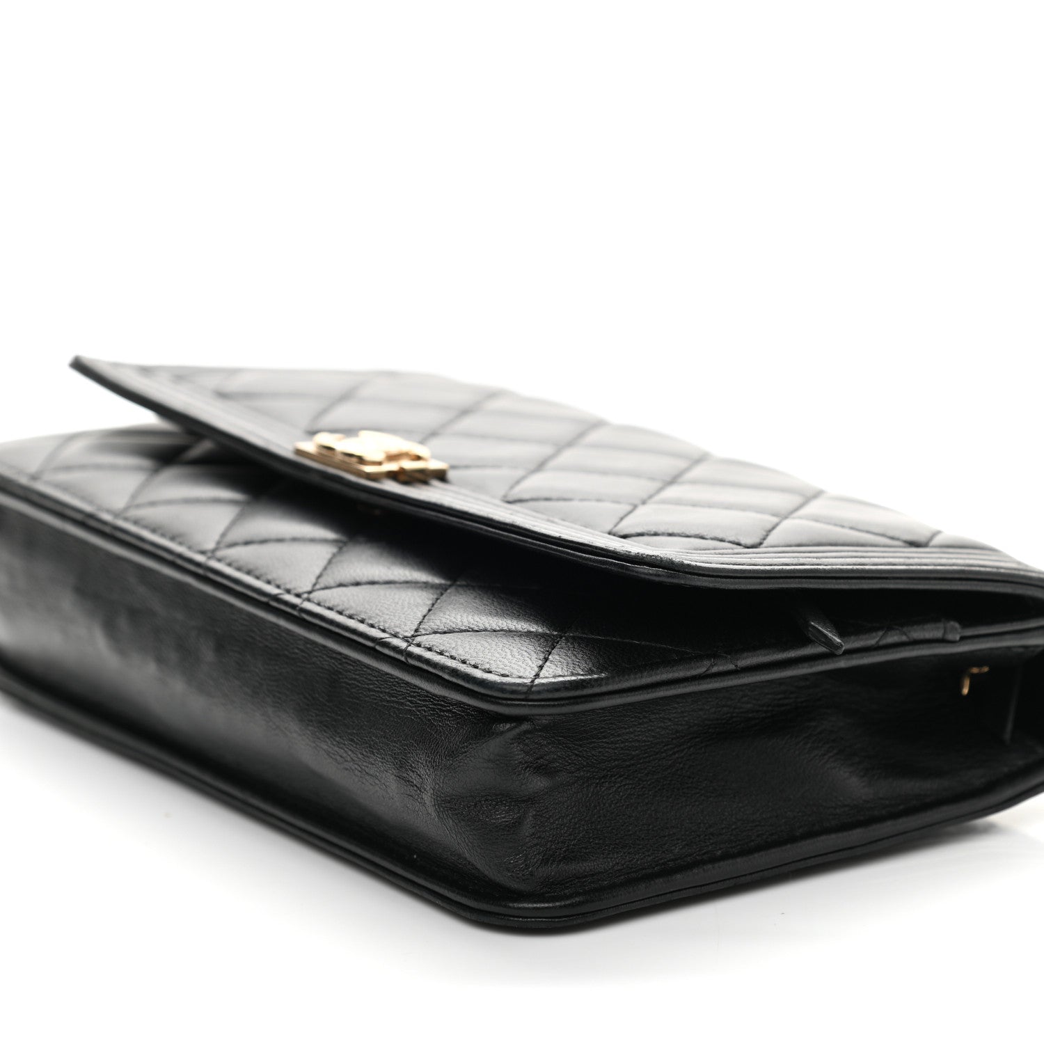 Chanel Lambskin Quilted Boy Wallet On Chain WOC Black 10 of 11