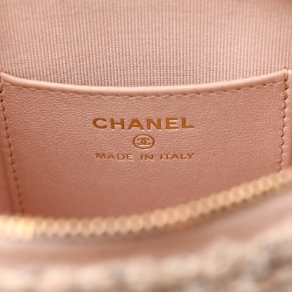 Chanel Cotton Wool Tweed Sequin Quilted Shiny Coco Clutch With Chain Light Pink Beige Ecru 6 of 12