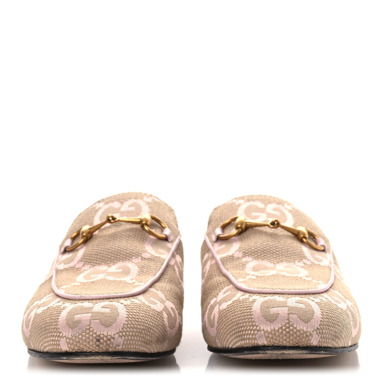 Gucci Monogram Macro GG Nappa Charlotte Womens Princetown Slippers 38 Beige Perfect Pink 3 of 13